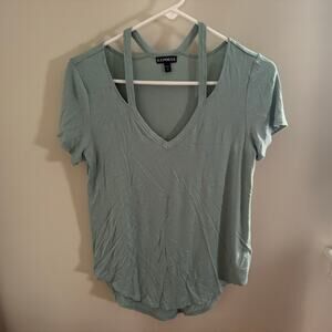 Express Teal Cutout T Shirt Blouse Size Small